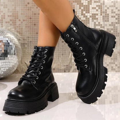 Women's Chunky Platform Heeled Booties – Brossane