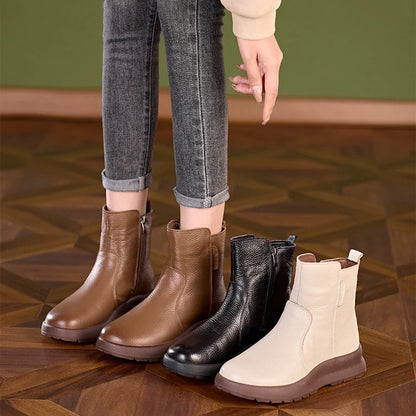 Women's Leather Chunky Sole Ankle Boots – Loriselle