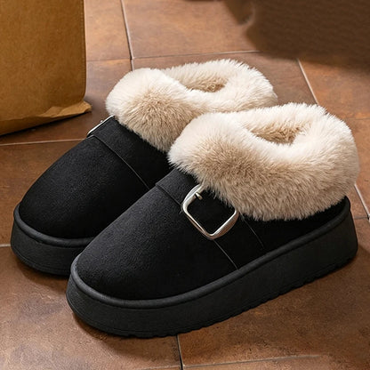 Women's Faux Fur Buckle Ankle Boots – Suvrelle