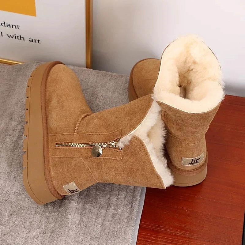 Women's Fleece Mid-Calf Snow Boots – Clairvane