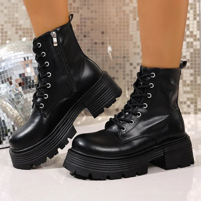 Women's Chunky Platform Heeled Booties – Brossane