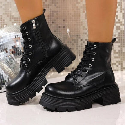 Women's Chunky Platform Heeled Booties – Brossane