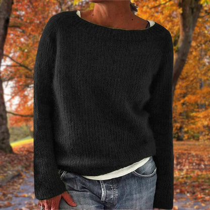 Women's Textured Boat Neck Jumper Long Sleeve