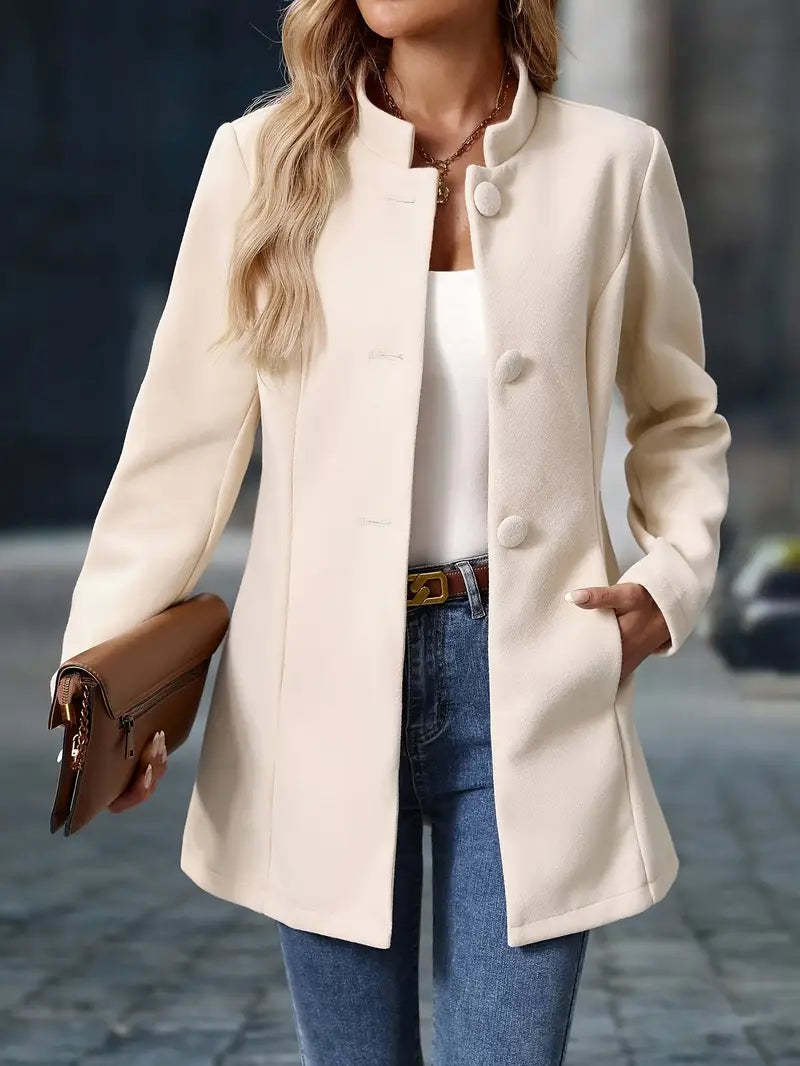 Juliette | Elegant Stand-Collar Button Coat — variant_front