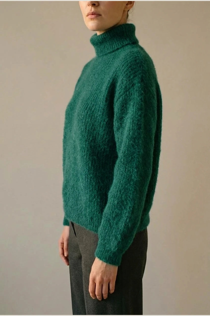 Scarlett | Women's Fluffy Turtleneck Loose Knit Sweater Jumper — variant_front