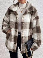 Plush Check Shacket with Gold Button Closure — variant_front
