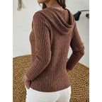 Ribbed Knit Sweater with Cowl Neck and Long Sleeves — variant_front