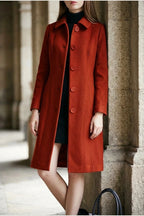 Tailored Button Front Wool Blend Coat — variant_front