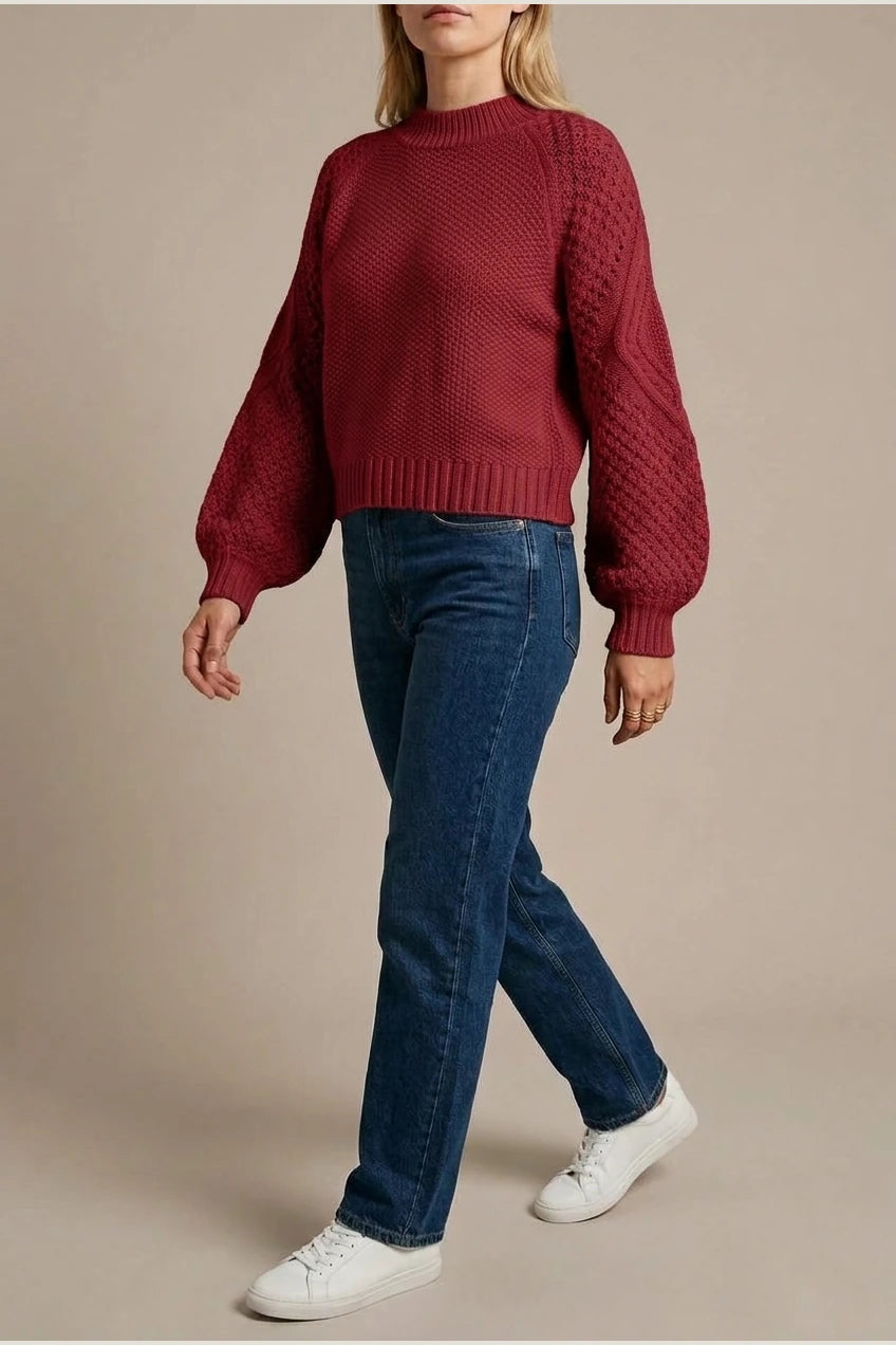 Women's Cable Knit Crew Neck Jumper for Autumn Winter — variant_front