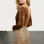 Mini Dress Women - Wrap Velvet Mini Dress with Long Sleeves — variant_front