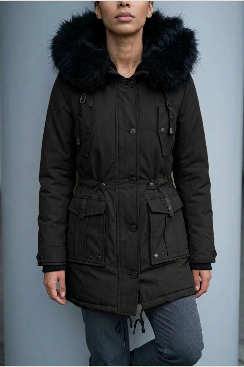 Aria | Women's Thick Faux Fur Hooded Insulated Parka Coat — variant_front
