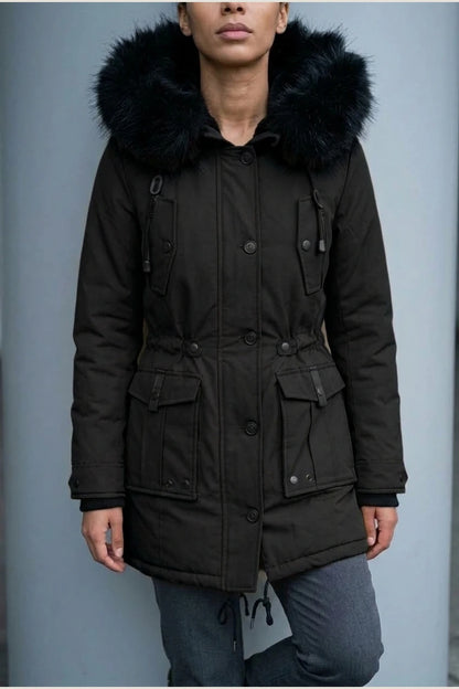 Aria | Women's Thick Faux Fur Hooded Insulated Parka Coat — variant_front