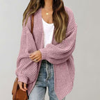 Oversized Open Front Chunky Knit Cardigan — variant_front
