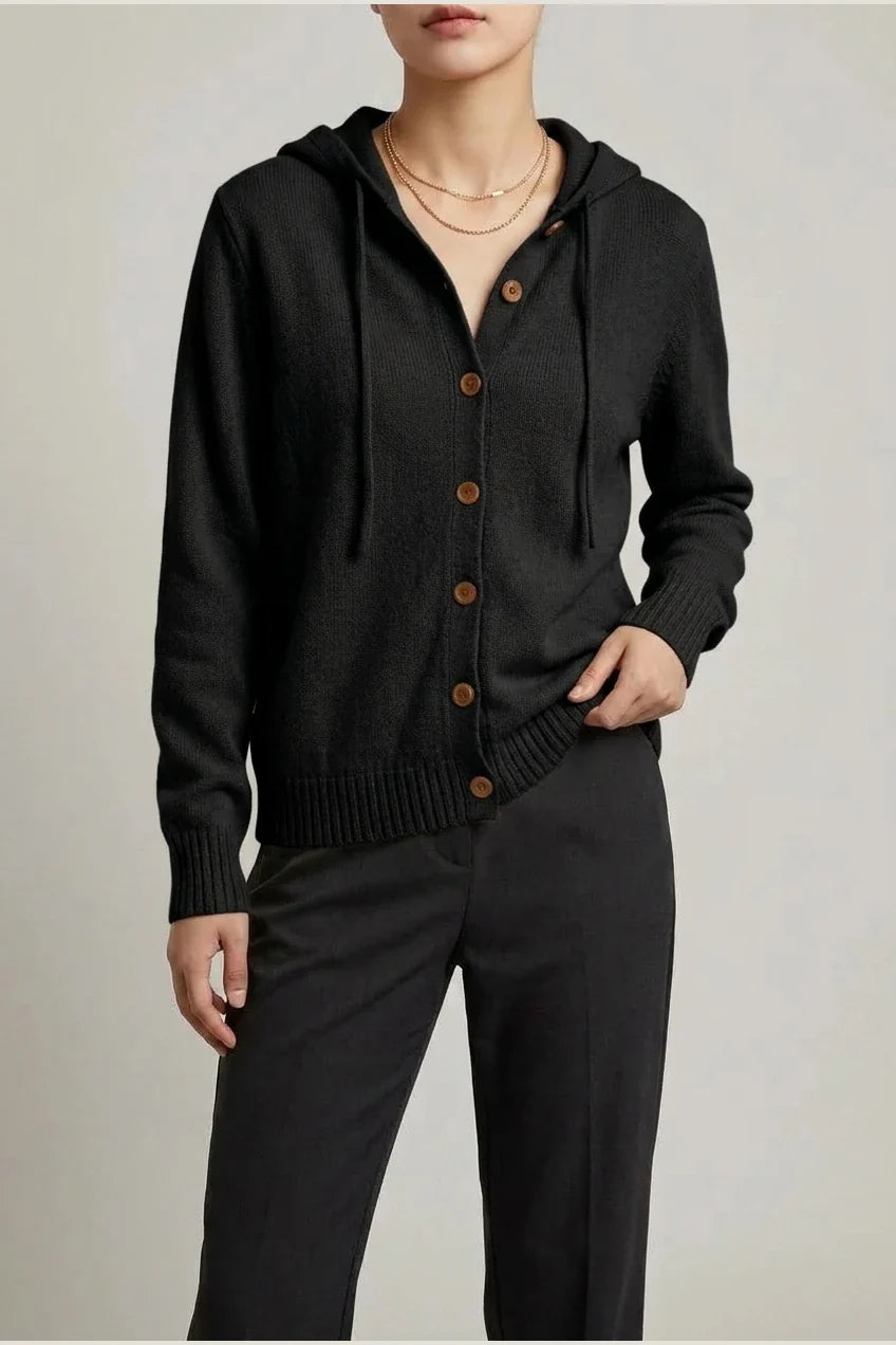 Women'S Hooded Button- Cardigan Sweater, Loose Casual Fall Winter Outerwear — variant_front