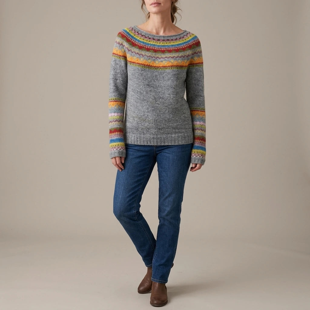 Ivy | Women's Merino Wool Sweater Fair Isle Knit Pullover Jumper — variant_front