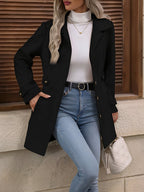 Fitted Double Breasted Trench Coat with Gold Button Detail — variant_front