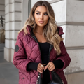 Hooded Quilted Puffer Jacket with Ribbed Knit Cuffs, Lightweight — variant_front