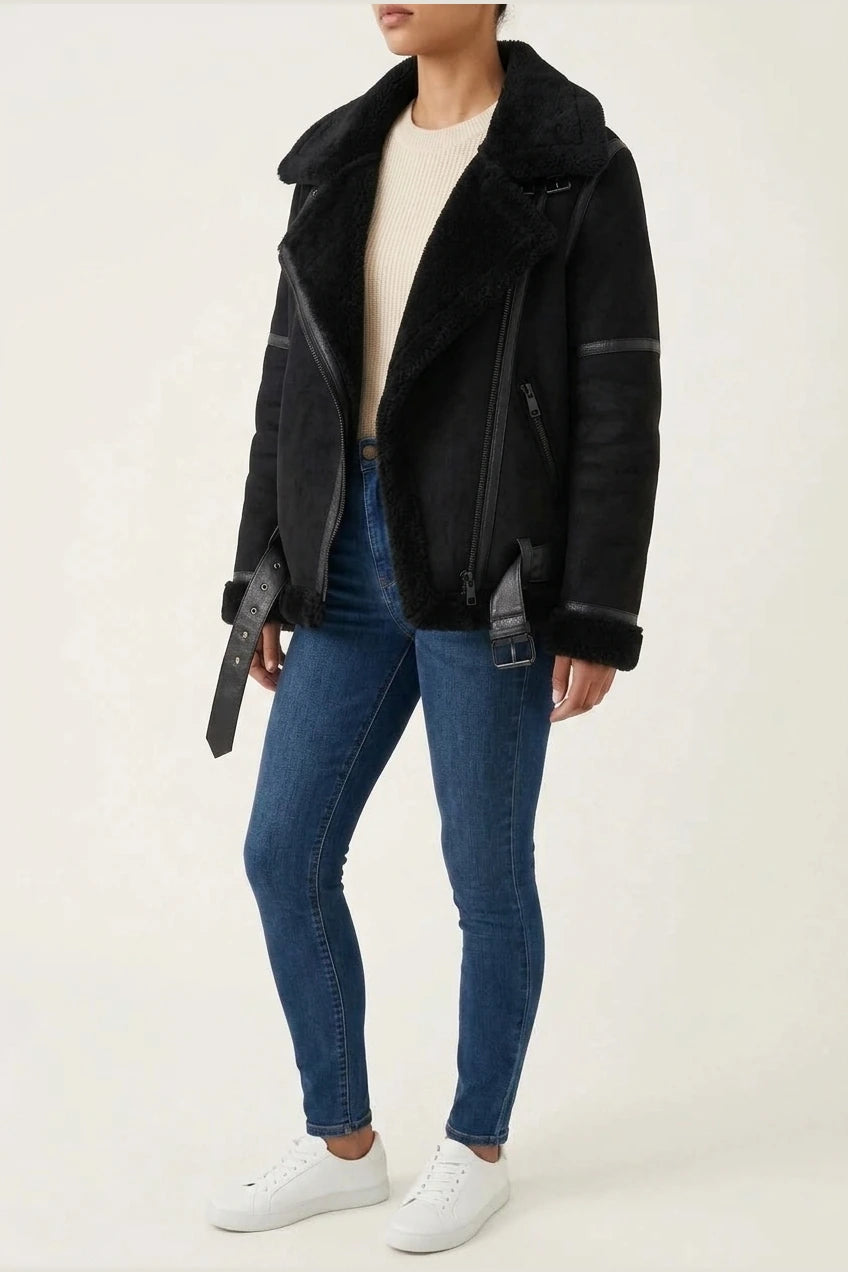 Women's Shearling Aviator Jacket — variant_front