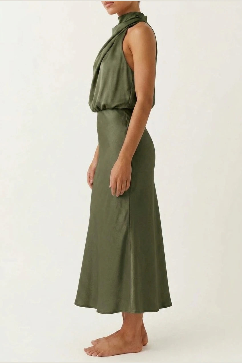 Scarlett | Women's Off-Shoulder Midi Cocktail Party Dress Cotton Blend — variant_front