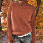 Cosy Knit Sweater with Boat Neck and Long Sleeves — variant_front