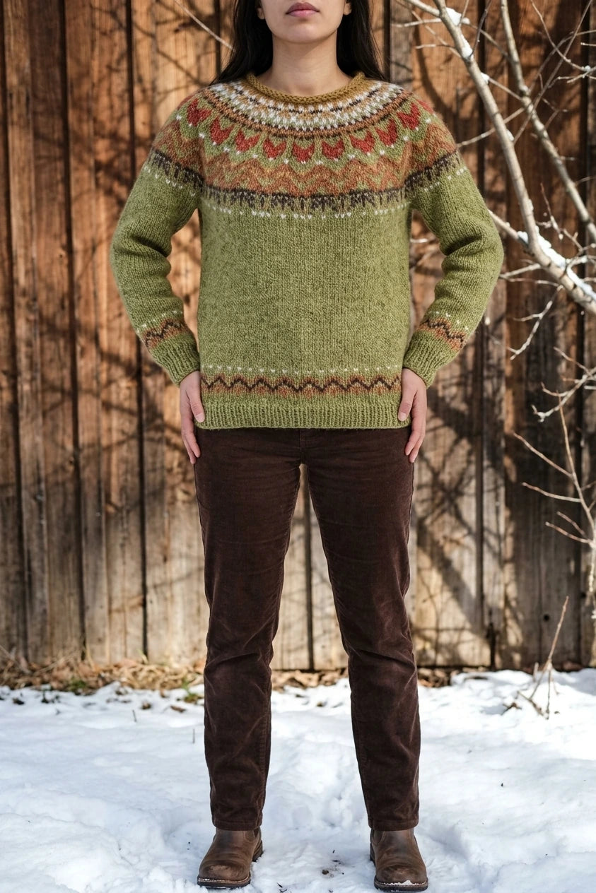Ivana - Vintage Jacquard Crew Neck Sweater — variant_front