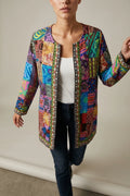 Women's Printed Open-Front Jacket with Long Sleeves — variant_front