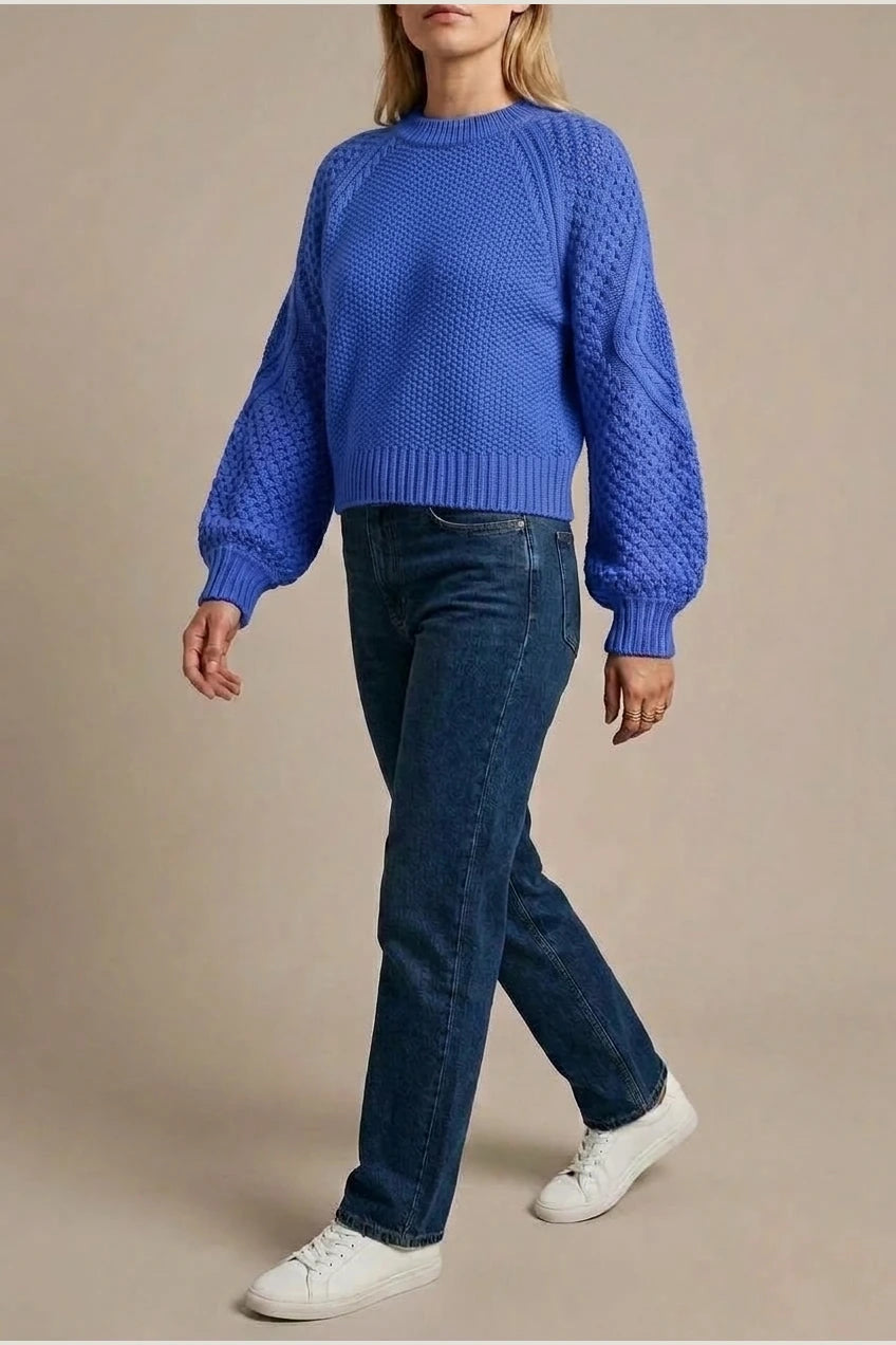Women's Cable Knit Crew Neck Jumper for Autumn Winter — variant_front