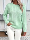 Chunky Cable Knit Sweater with Crew Neck and Ribbed Cuffs — variant_front