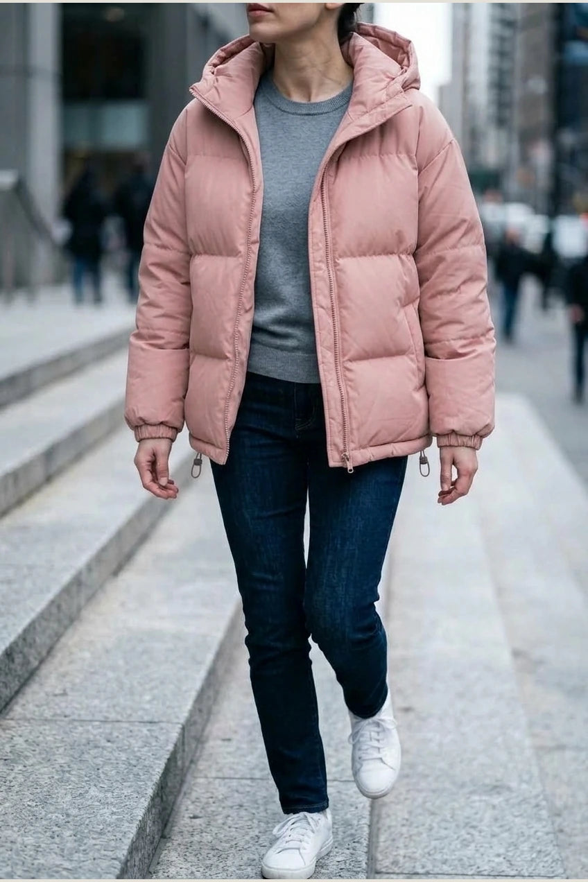 Grace | Women's Hooded Puffer Winter Jacket Zip-Up Padded Coat — variant_front