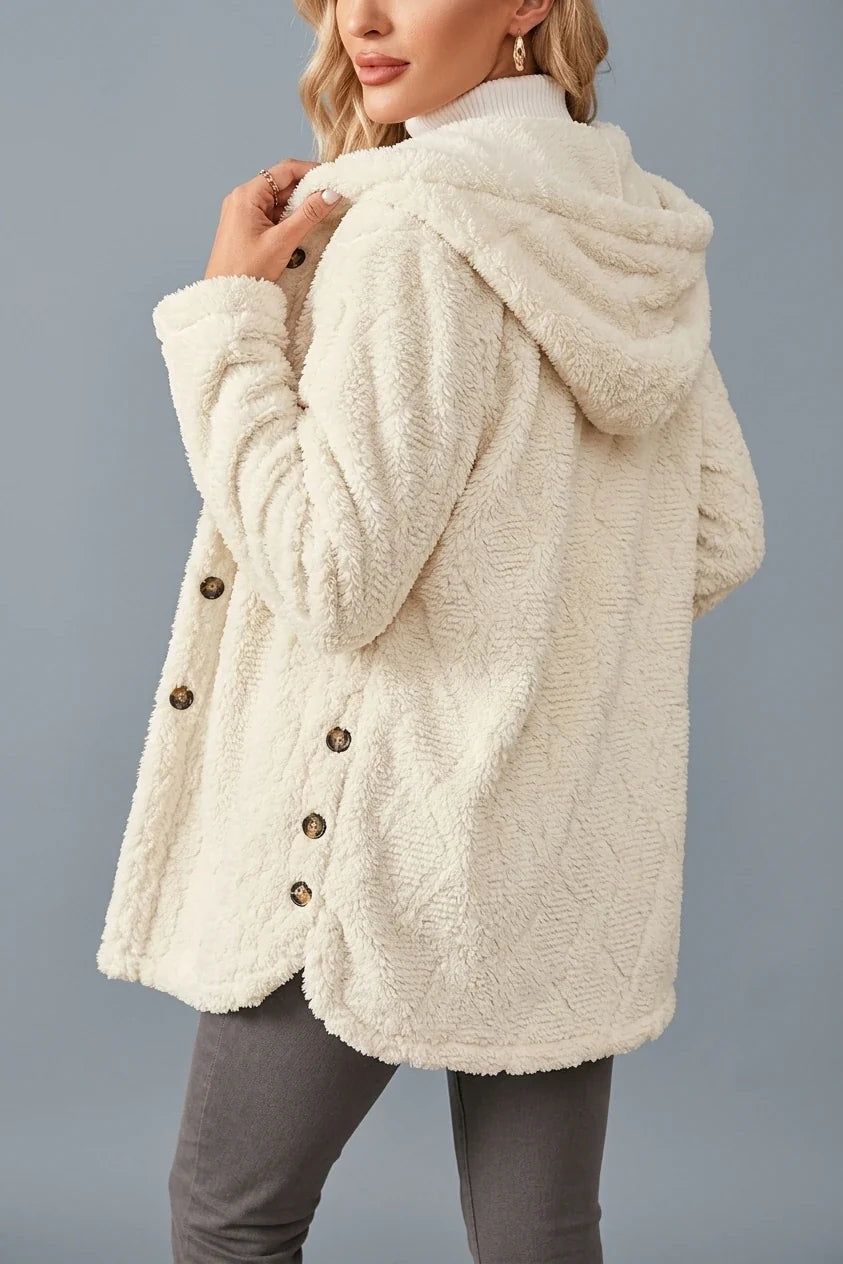 Autumn Winter Thickened Plush Hooded Casual Outing Warm Overcoat — variant_front