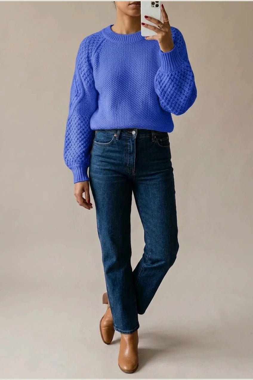 Women's Cable Knit Crew Neck Jumper for Autumn Winter — variant_front