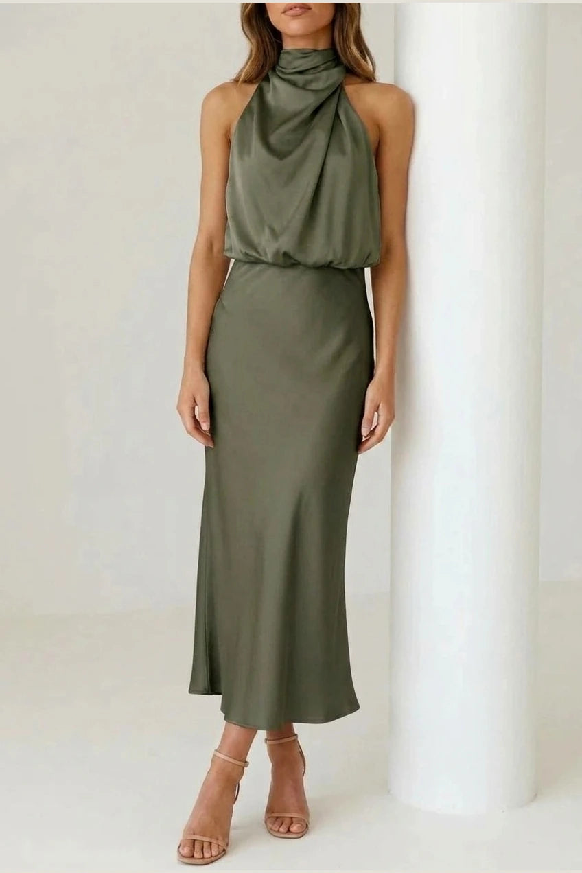 Scarlett | Women's Off-Shoulder Midi Cocktail Party Dress Cotton Blend — variant_front