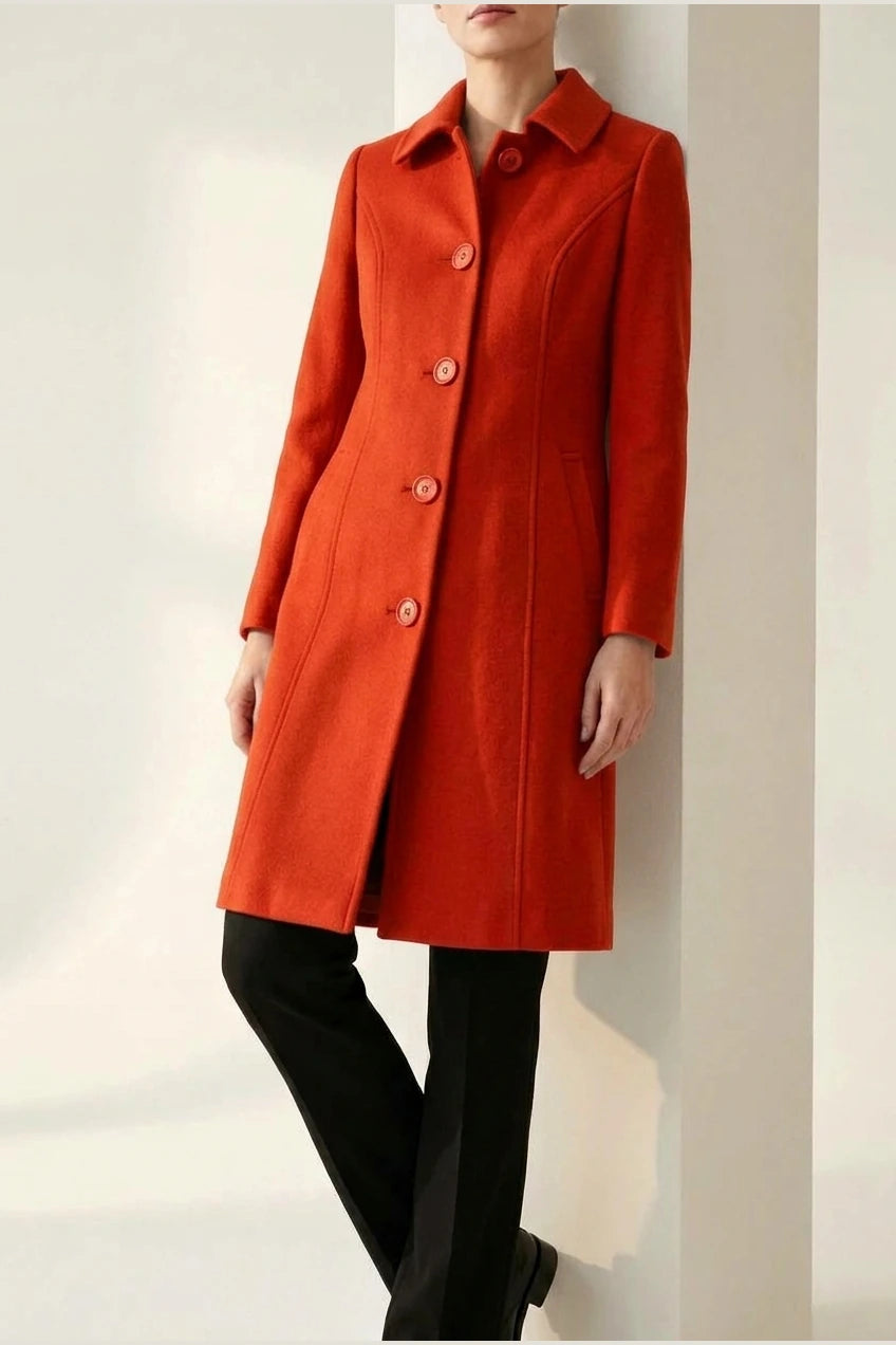 Tailored Button Front Wool Blend Coat — variant_front