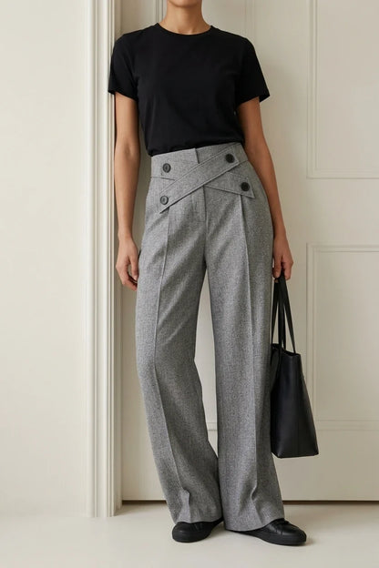 Women's Casual Suit Pants Two-Piece Set, Spring/Summer Outing, Work, Office, Daily Wear, Elegant Straight-Leg Pants, Thin Long Pants for Women — variant_front