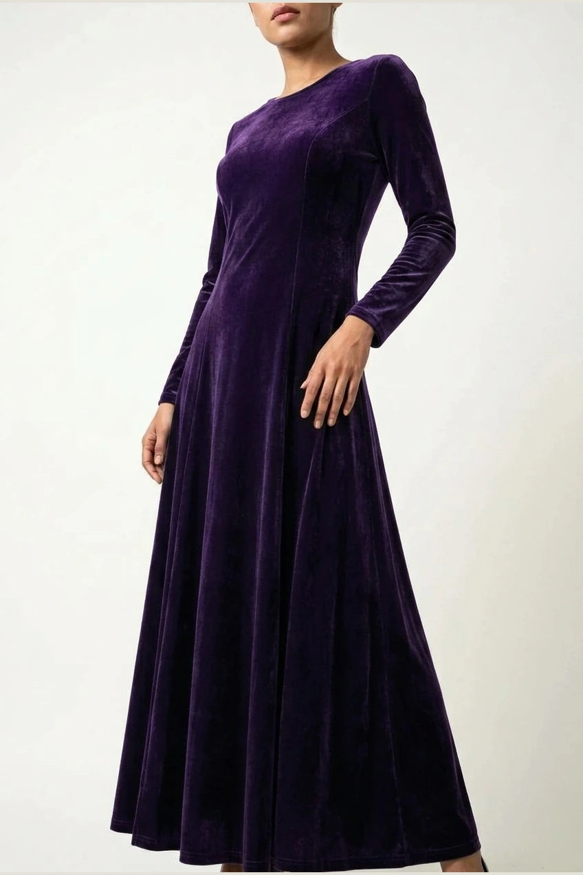 Emily | Women's Velvet Long Sleeve Formal Party Dress Maxi — variant_front