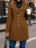 Fitted Wool Coat with Gold Buttons and Wide Collar — variant_front