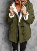 Hooded Duffle Coat with Sherpa Lining & Toggle Closures — variant_front