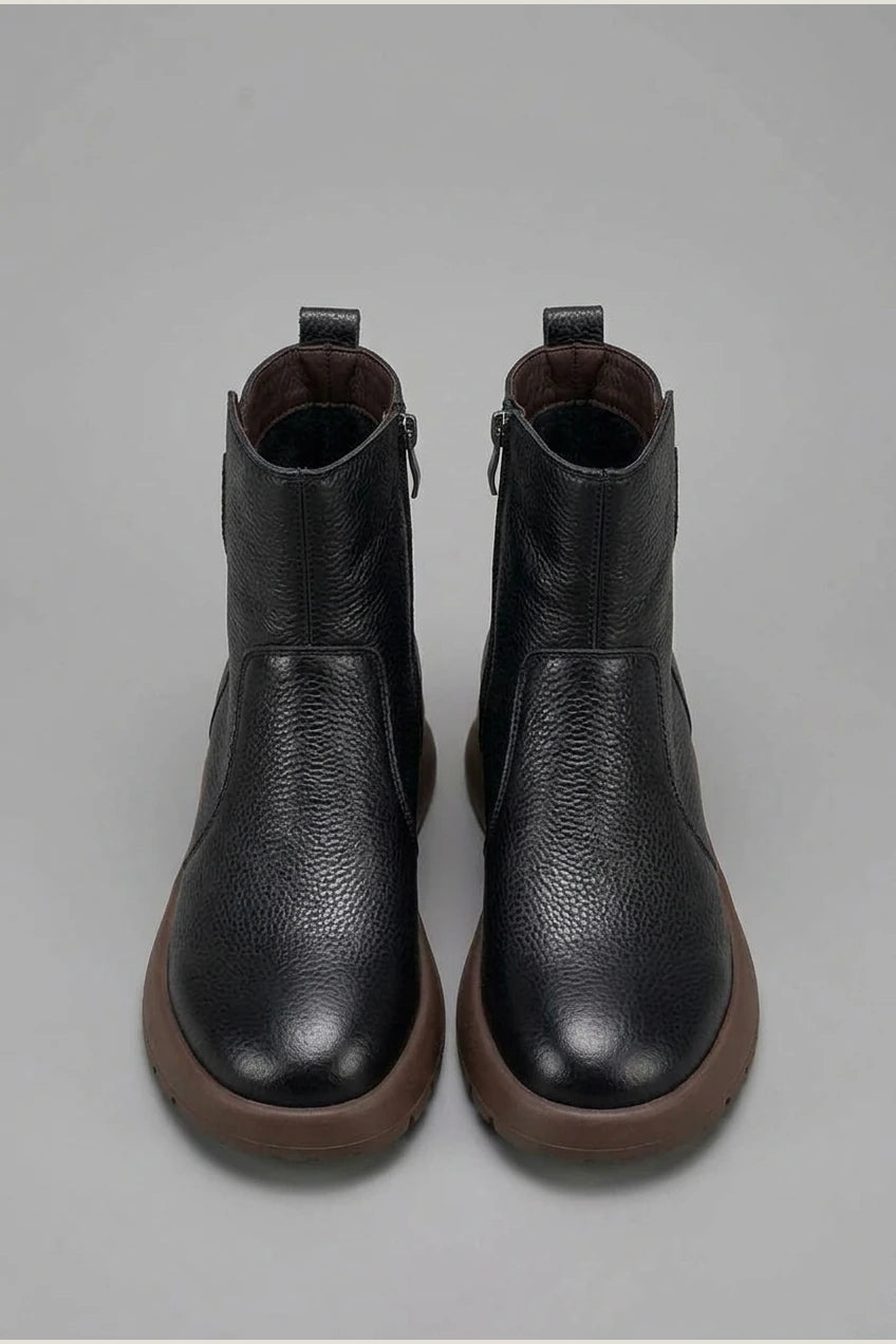 Women's Leather Chunky Sole Ankle Boots – Loriselle — variant_front