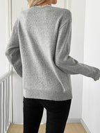 V-Neck Knit Sweater with Bow Detail, Relaxed-Fit Jumper — variant_front