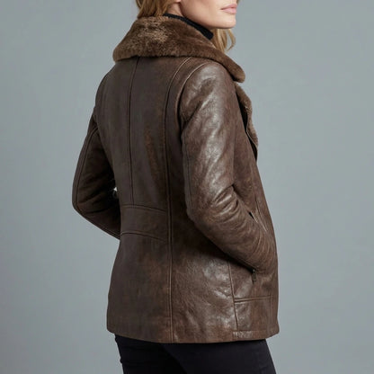 Ravella – Shearling-lined elegance – Leather jacket — variant_front