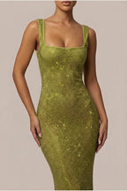 Olivia | Women's Sleeveless Sequin Maxi Evening Gown Square Neck — variant_front