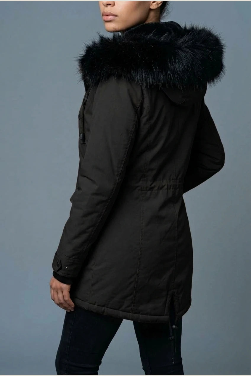 Aria | Women's Thick Faux Fur Hooded Insulated Parka Coat — variant_front