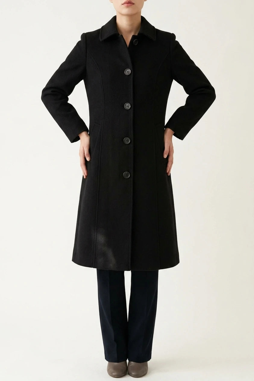 Tailored Button Front Wool Blend Coat — variant_front
