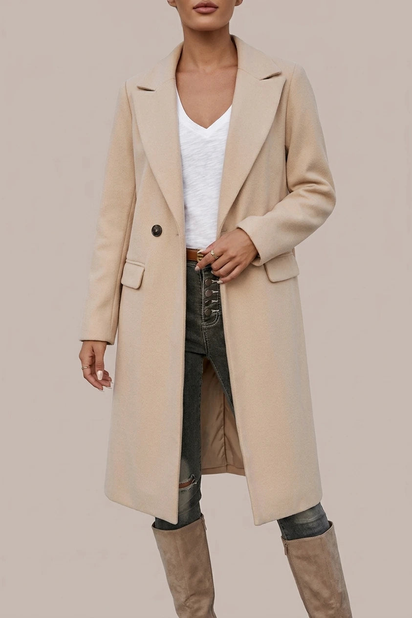 Women's Oversized Trench Coat Notched Lapel with Belt — variant_front