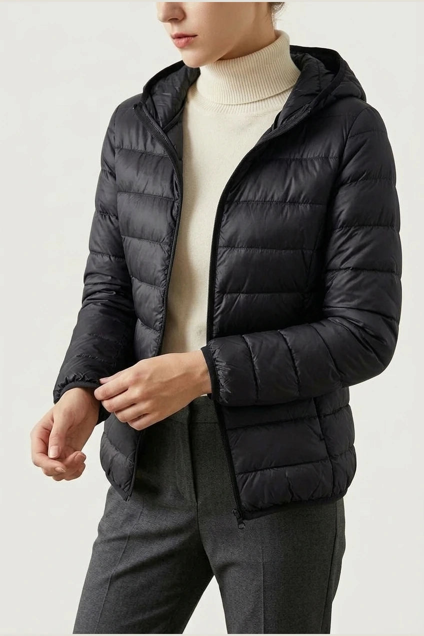 Amelia | Women's Lightweight Hooded Quilted Jacket Packable Down Puffer — variant_front