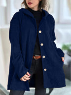 Retro Hooded Corduroy Jacket with Wooden Buttons — variant_front