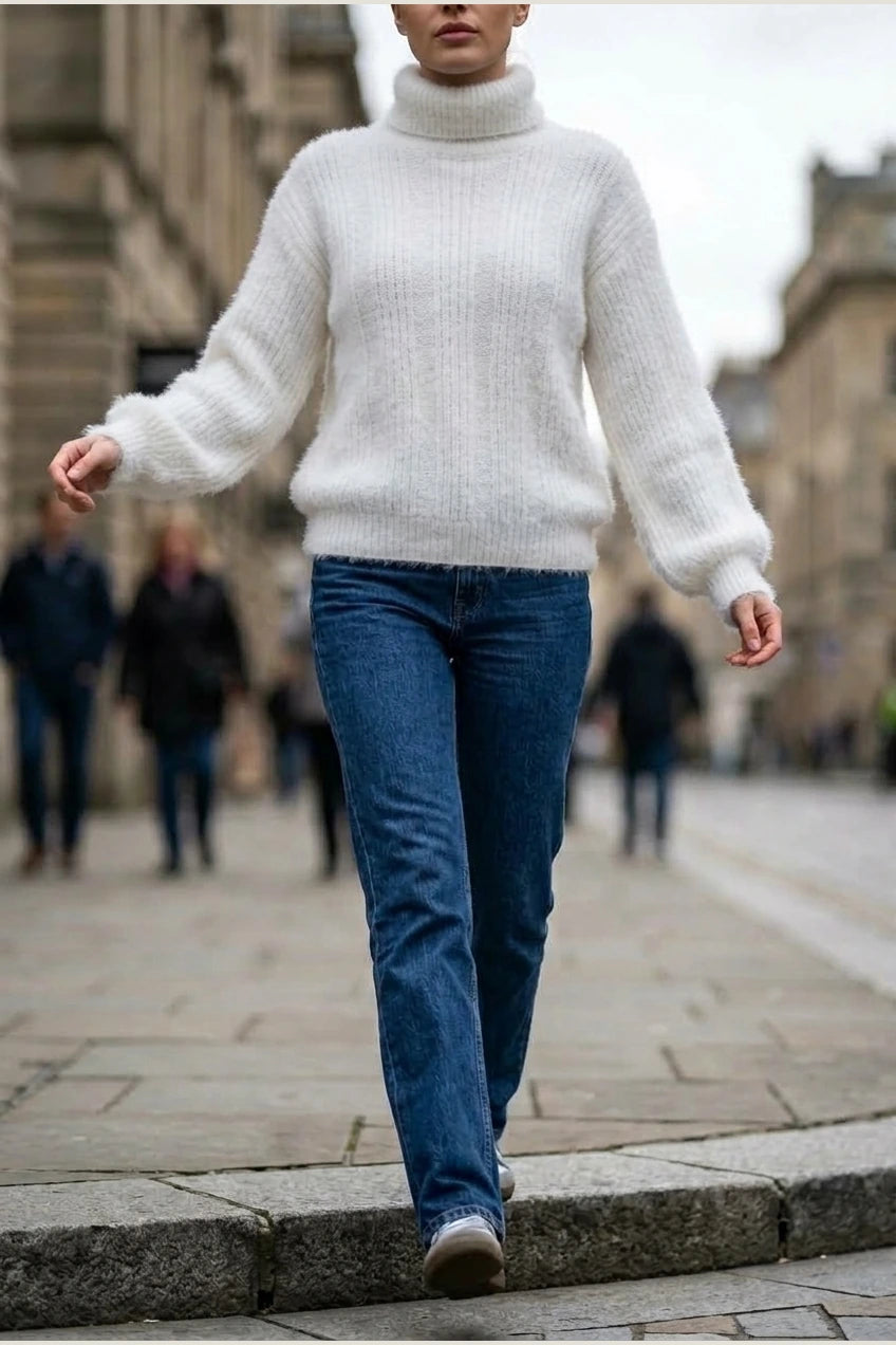 Scarlett | Women's Fluffy Turtleneck Loose Knit Sweater Jumper — variant_front