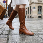 Flat Knee High Leather Boots with Sleek Riding Style — variant_front