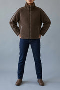 Teddy Zip Up Jacket with Stripe Detail for Women — variant_front
