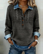 Cosy Cable Knit Jumper with Contrast Collar and Cuffs — variant_front